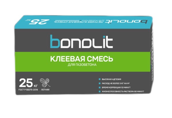 Клей по газобетону Bonolit для тонкошовной кладки, 25 кг фото 0